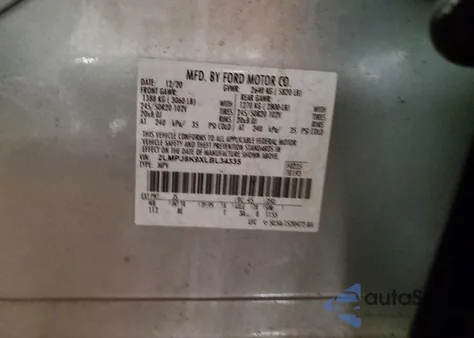 2020 Lincoln Nautilus Reserve z USA, uszkodzony, nr VIN 2LMPJ8K9XLBL34335